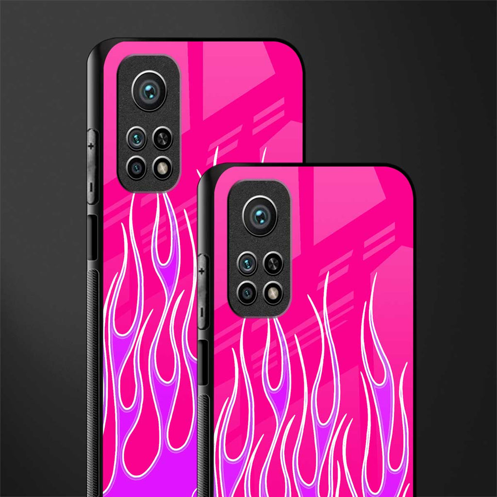 y2k hot pink flames glass case for mi 10t 5g image-2