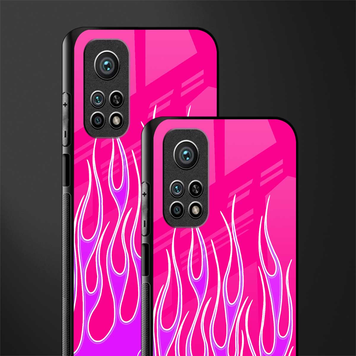 y2k hot pink flames glass case for mi 10t 5g image-2