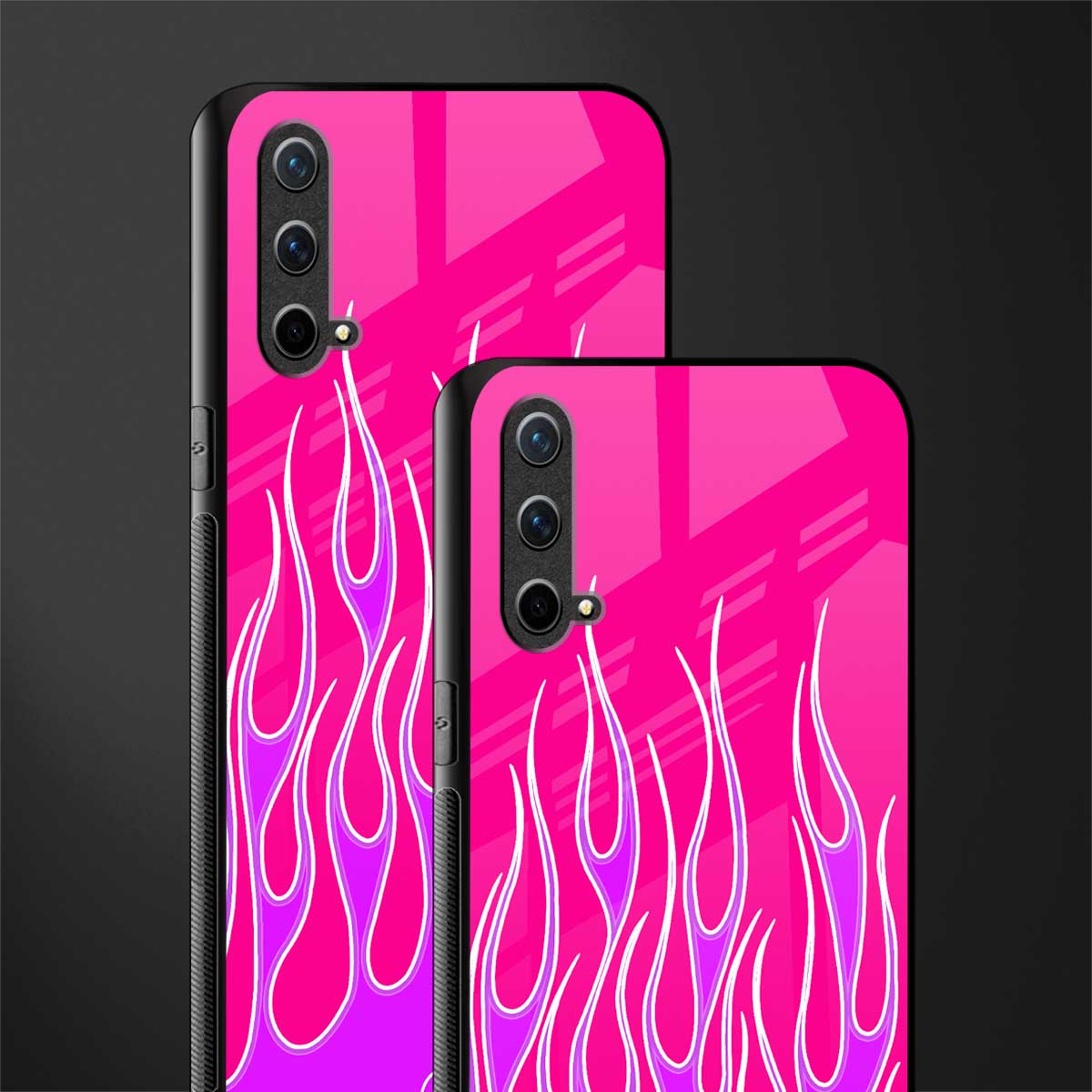 y2k hot pink flames glass case for oneplus nord ce 5g image-2
