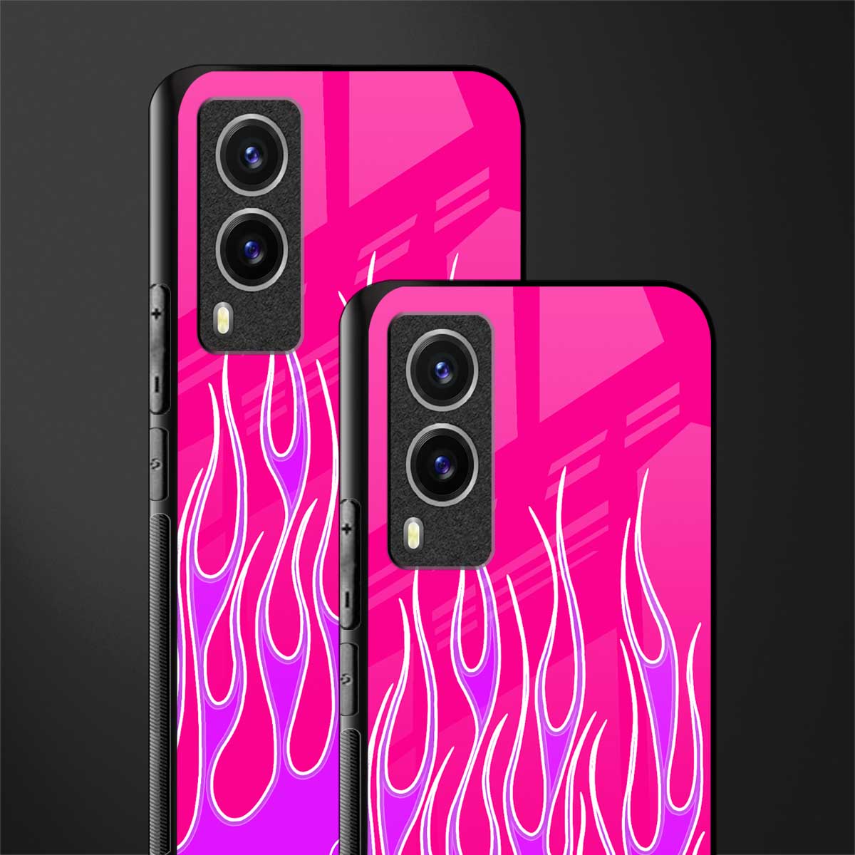 y2k hot pink flames glass case for vivo v21e 5g image-2
