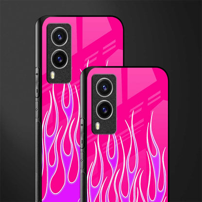 y2k hot pink flames glass case for vivo v21e 5g image-2