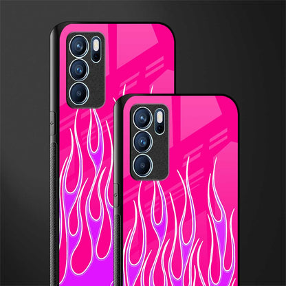 y2k hot pink flames glass case for oppo reno6 5g image-2