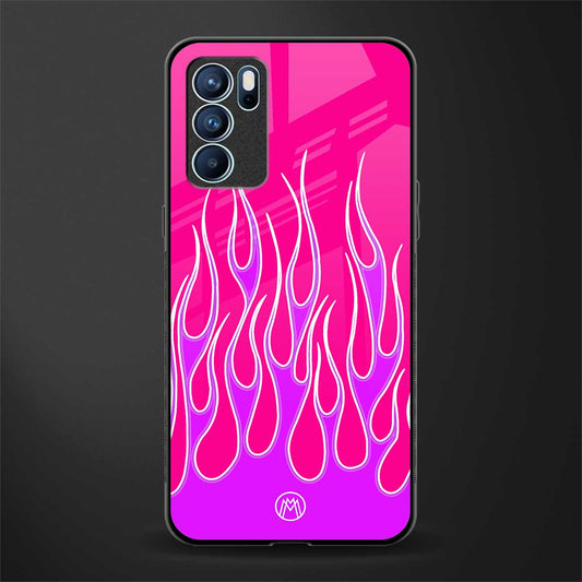 y2k hot pink flames glass case for oppo reno6 5g image