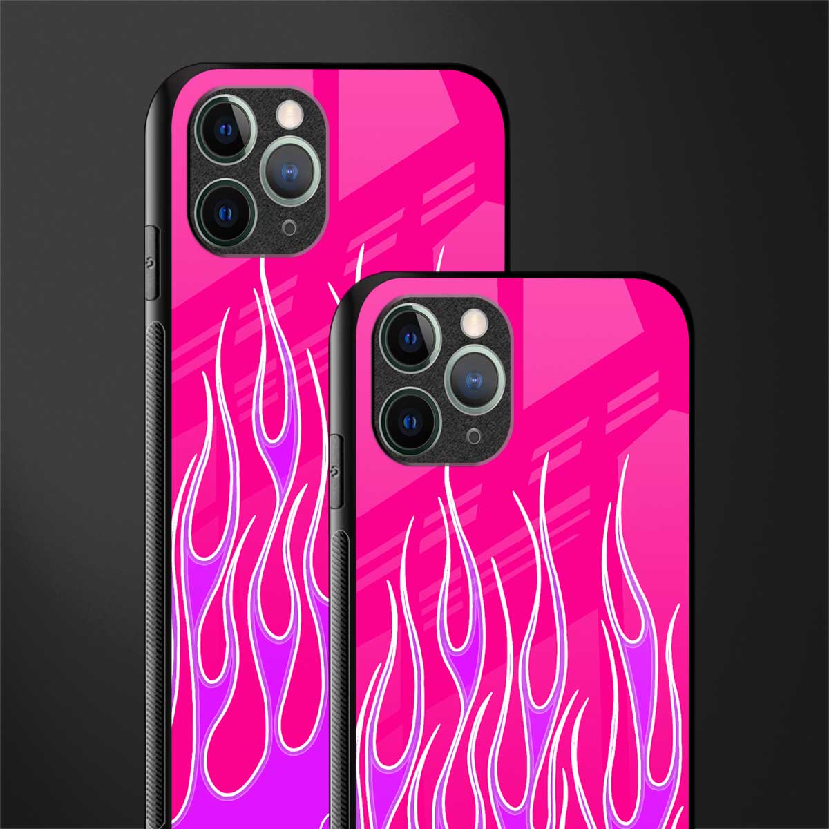 y2k hot pink flames glass case for iphone 11 pro max image-2