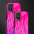 y2k hot pink flames glass case for vivo y21t image-2