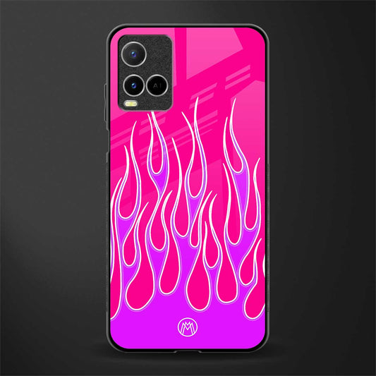 y2k hot pink flames glass case for vivo y33s vivo y33t image