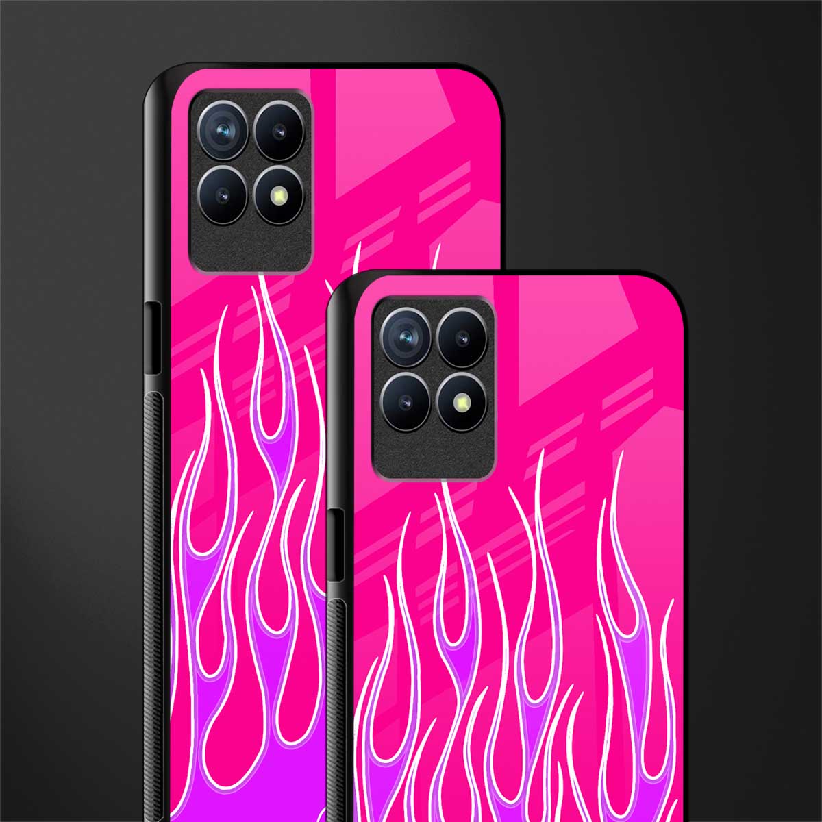 y2k hot pink flames glass case for realme narzo 50 image-2