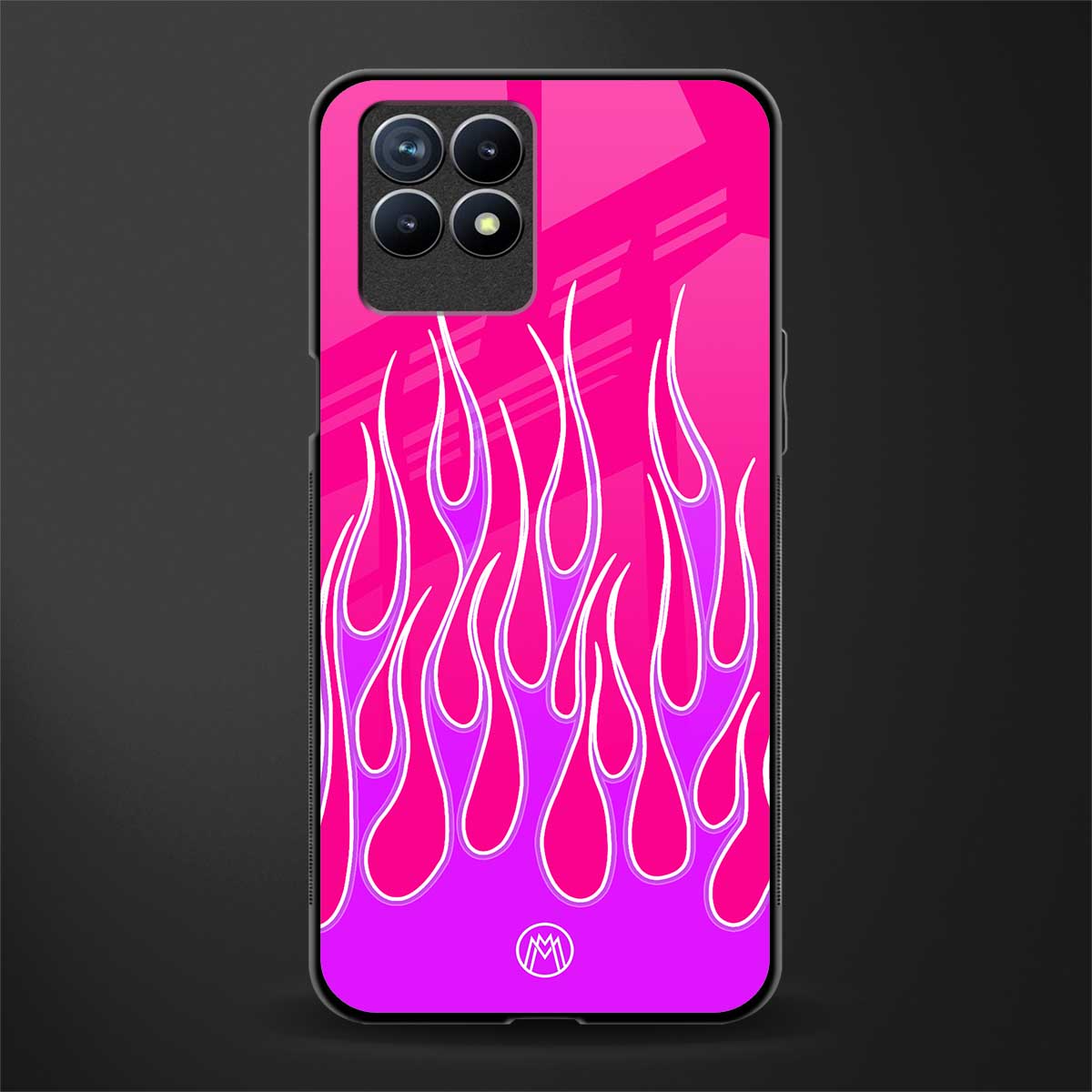 y2k hot pink flames glass case for realme 8i image