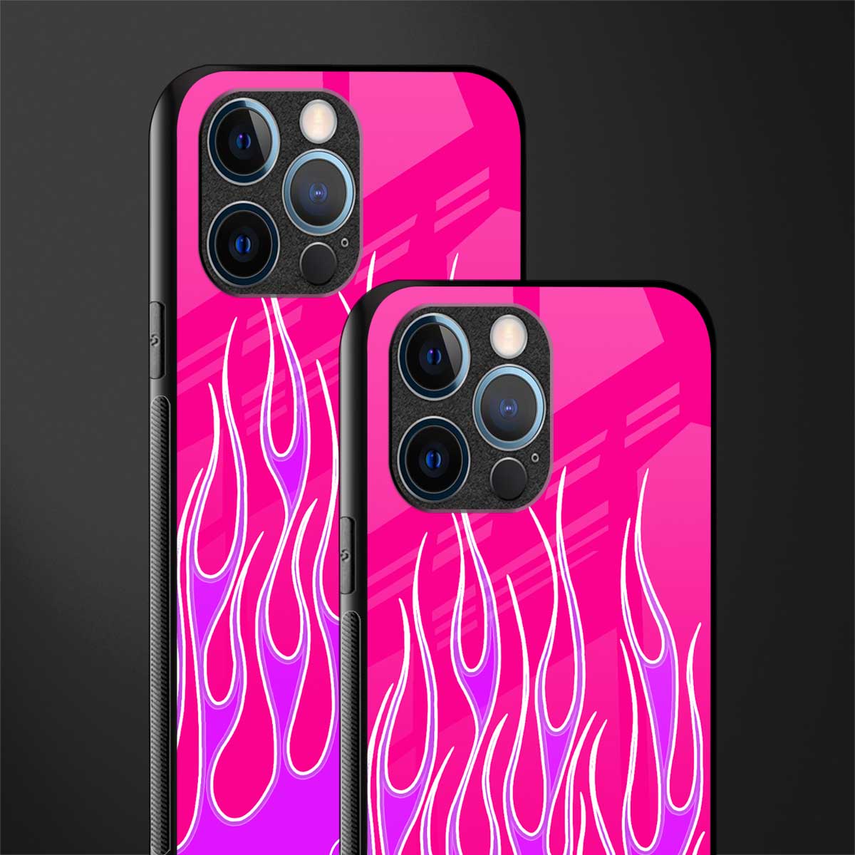 y2k hot pink flames glass case for iphone 12 pro image-2