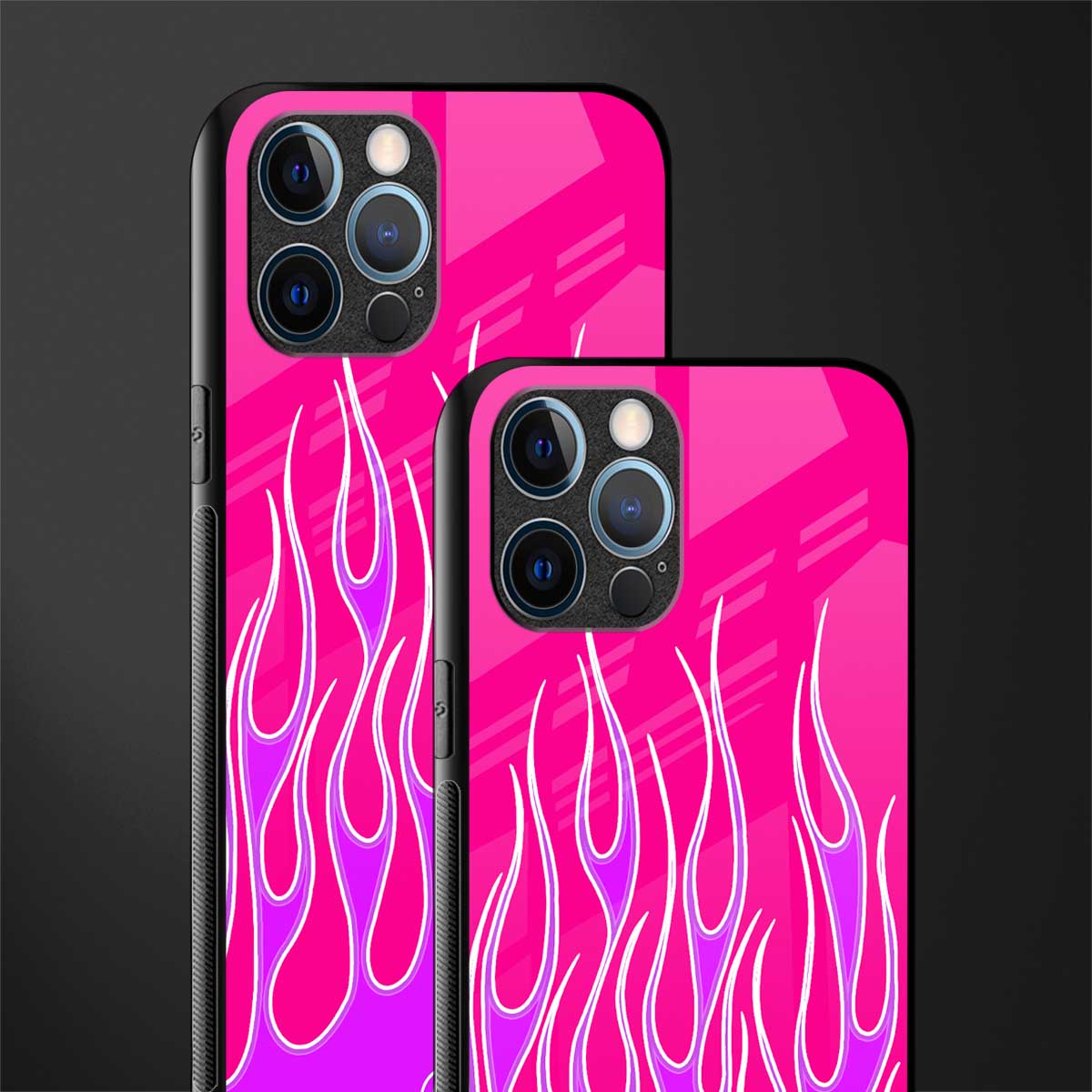 y2k hot pink flames glass case for iphone 13 pro max image-2
