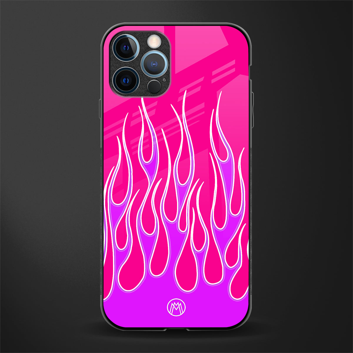 y2k hot pink flames glass case for iphone 12 pro max image