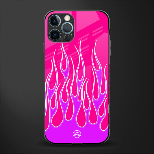 y2k hot pink flames glass case for iphone 12 pro max image