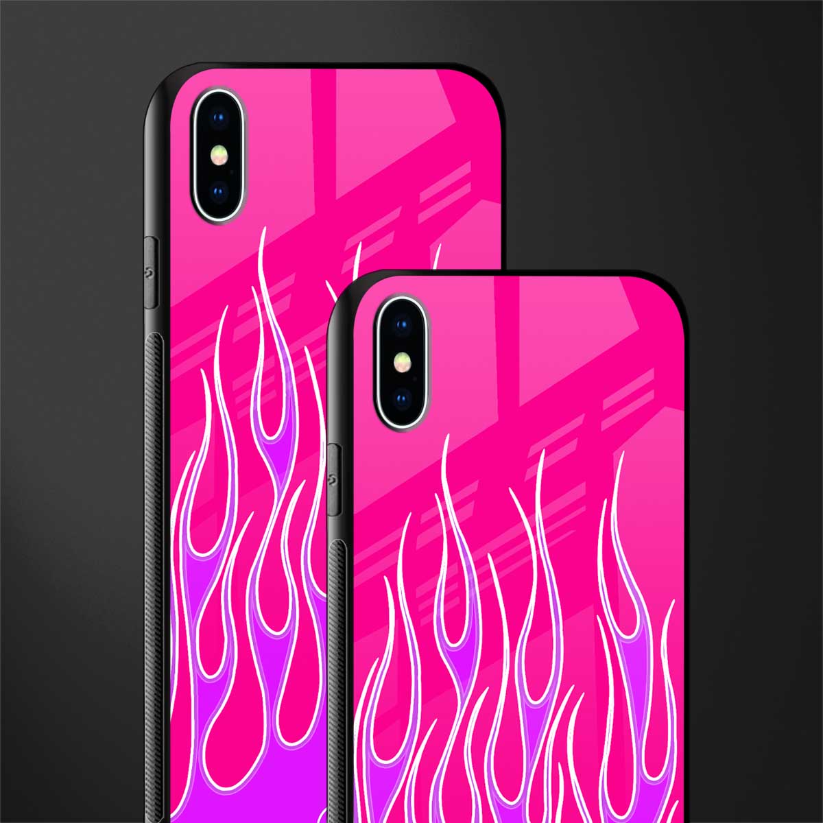 y2k hot pink flames glass case for iphone xs max image-2