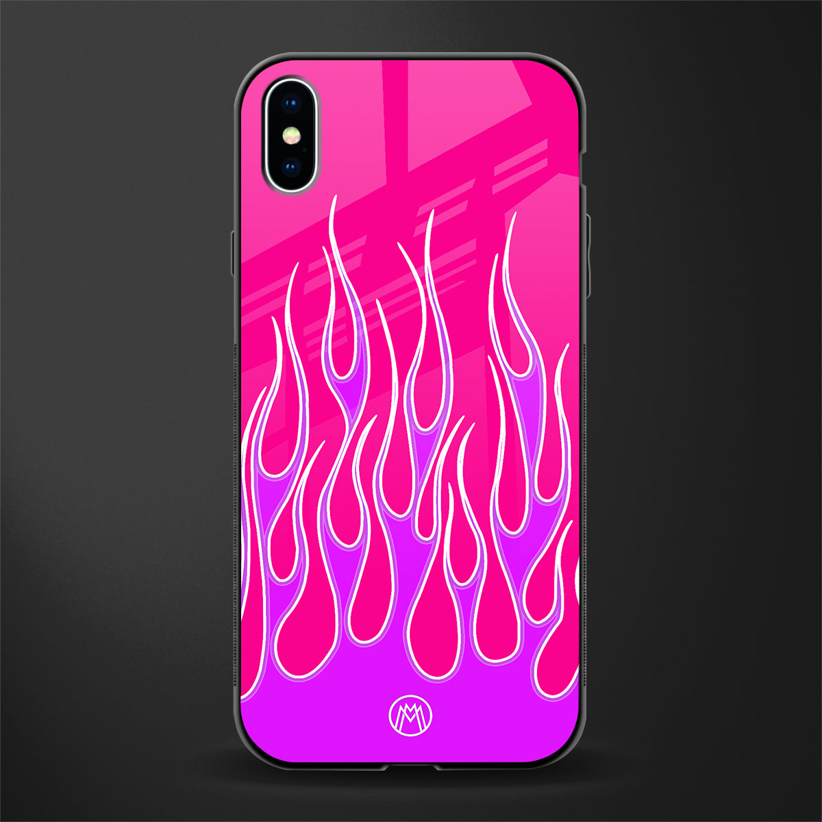 y2k hot pink flames glass case for iphone xs max image