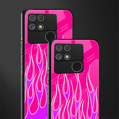 y2k hot pink flames back phone cover | glass case for realme narzo 50a