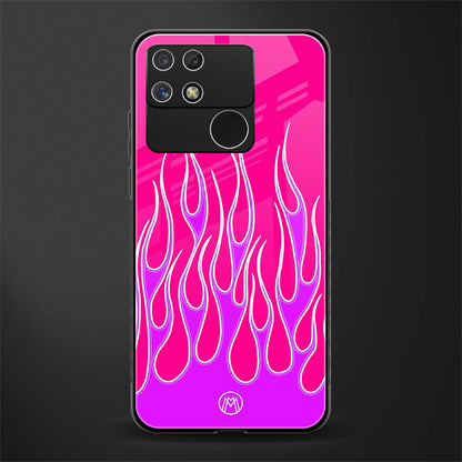 y2k hot pink flames back phone cover | glass case for realme narzo 50a