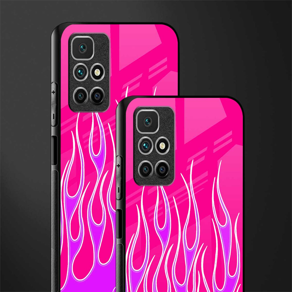 y2k hot pink flames glass case for redmi 10 prime image-2