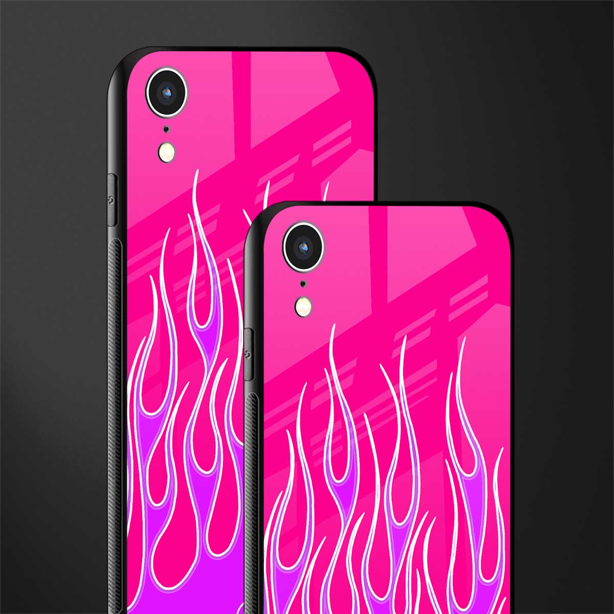y2k hot pink flames glass case for iphone xr image-2