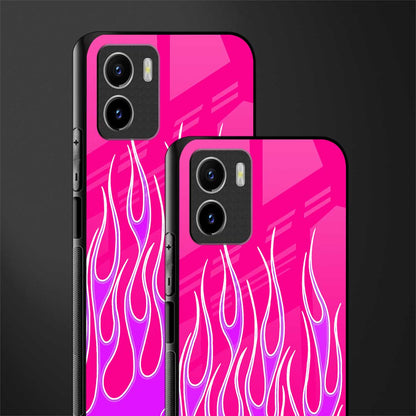 y2k hot pink flames glass case for vivo y15s image-2