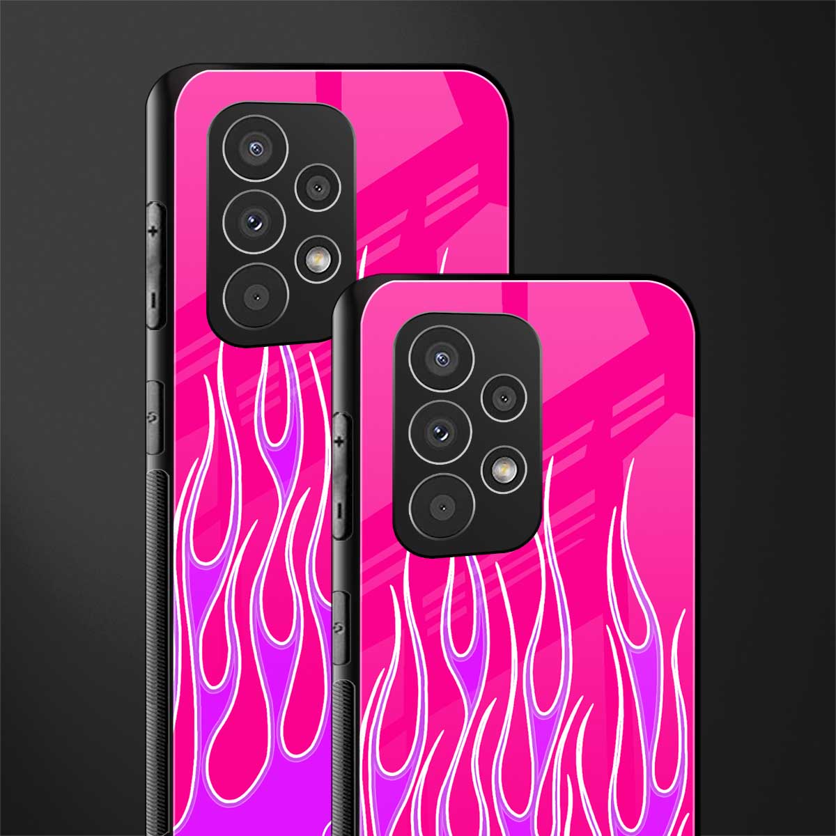 y2k hot pink flames back phone cover | glass case for samsung galaxy a53 5g