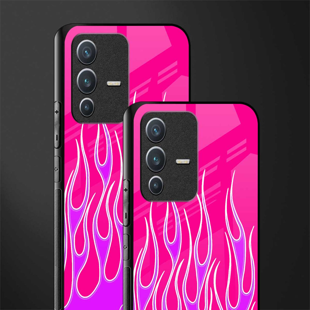 y2k hot pink flames glass case for vivo v23 5g image-2