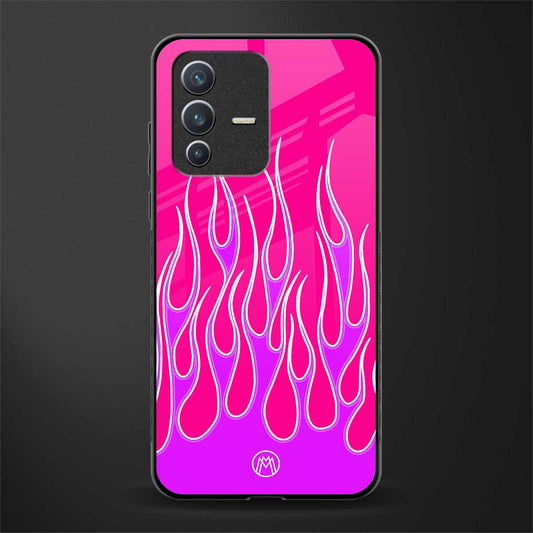 y2k hot pink flames glass case for vivo v23 5g image