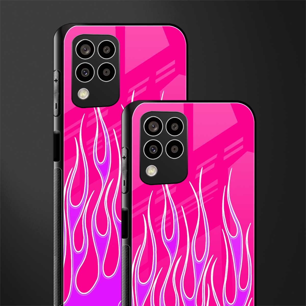 y2k hot pink flames back phone cover | glass case for samsung galaxy m33 5g