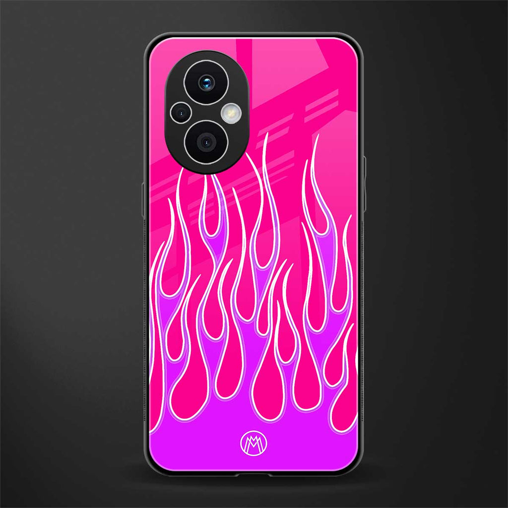 y2k hot pink flames back phone cover | glass case for oppo f21 pro 5g