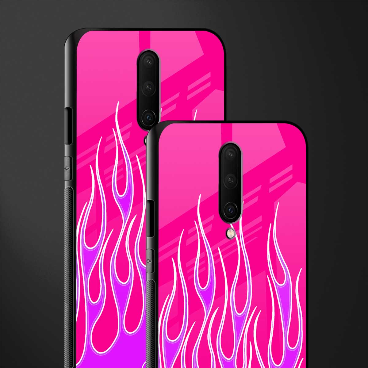 y2k hot pink flames glass case for oneplus 7 pro image-2