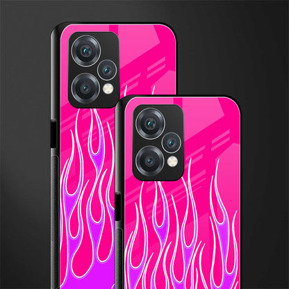 y2k hot pink flames back phone cover | glass case for oneplus nord ce 2 lite 5g