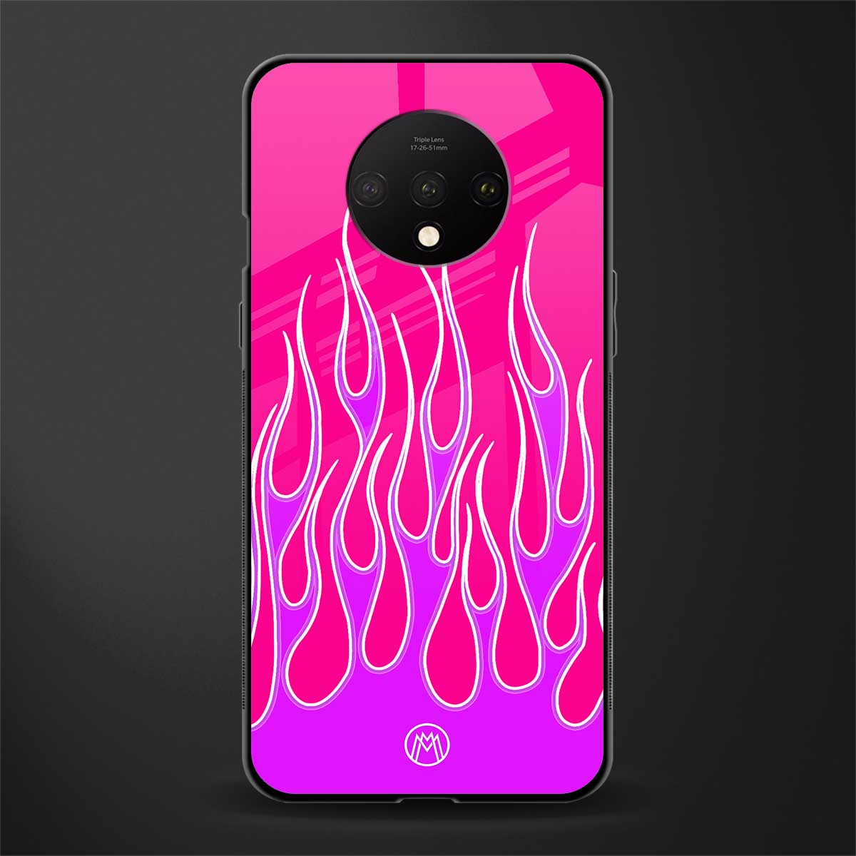y2k hot pink flames glass case for oneplus 7t image