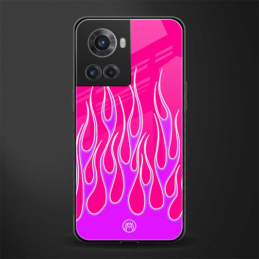 y2k hot pink flames back phone cover | glass case for oneplus 10r 5g
