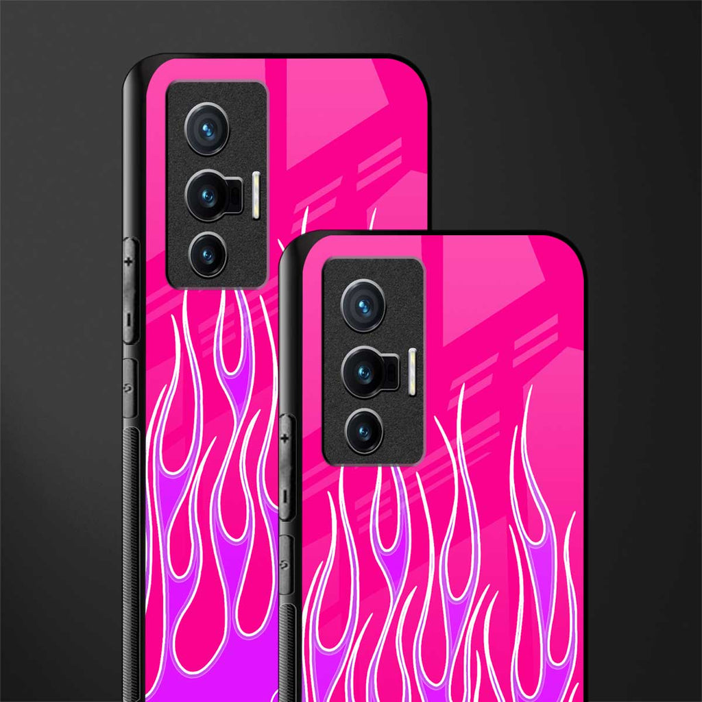 y2k hot pink flames glass case for vivo x70 image-2