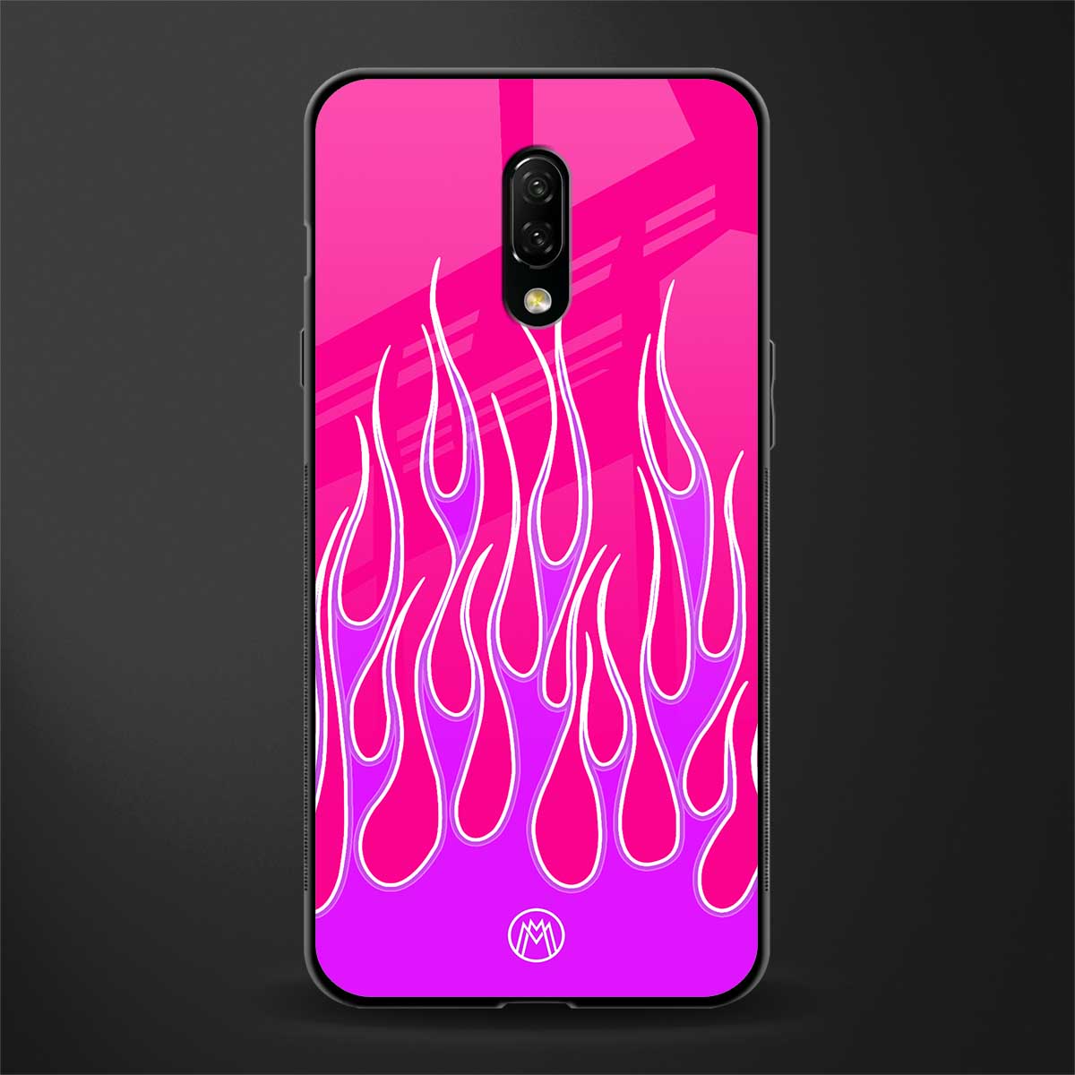 y2k hot pink flames glass case for oneplus 7 image
