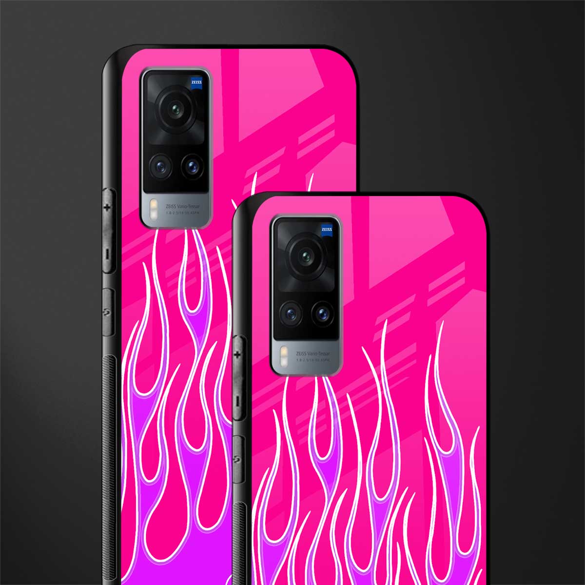 y2k hot pink flames glass case for vivo x60 image-2