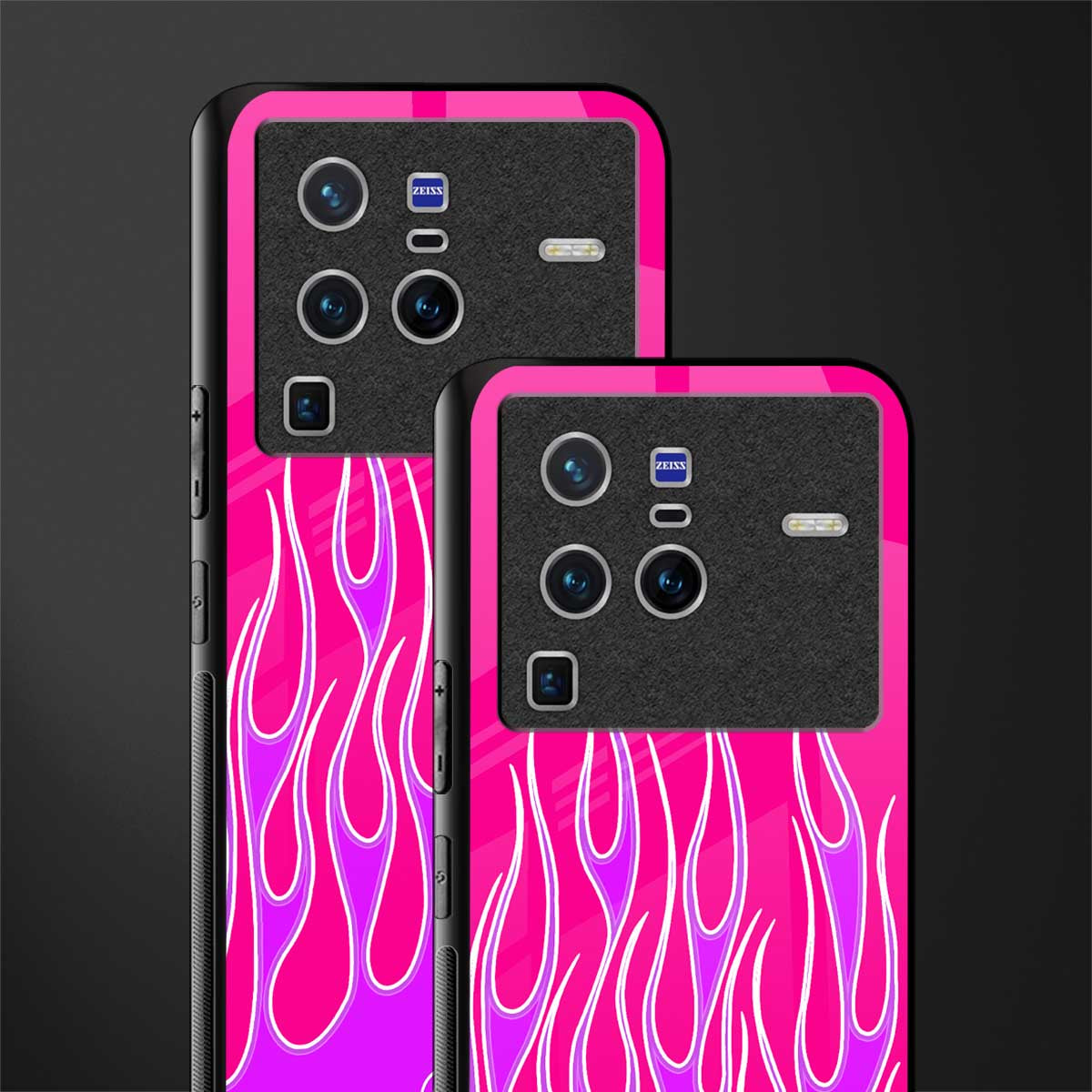 y2k hot pink flames glass case for vivo x80 pro 5g image-2