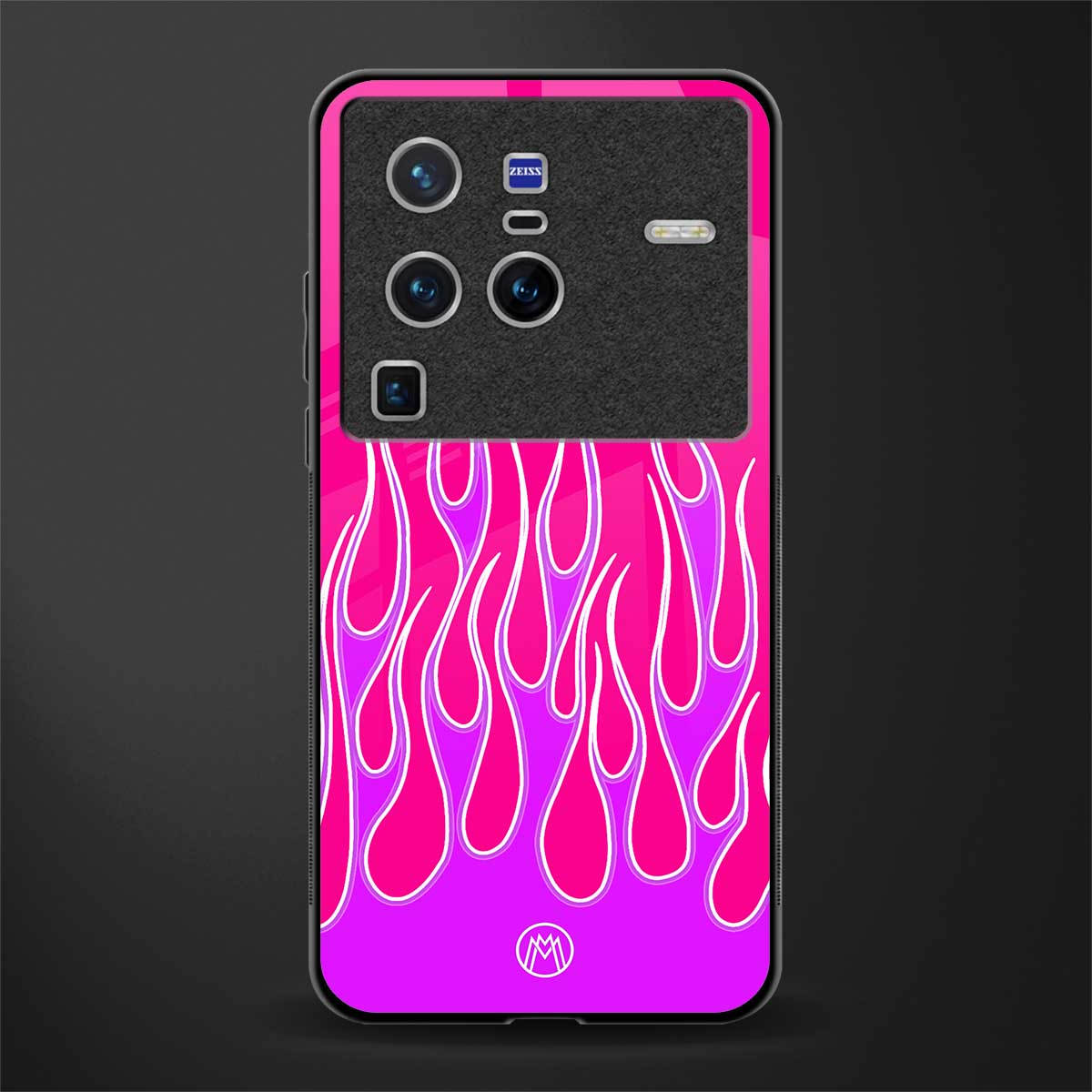 y2k hot pink flames glass case for vivo x80 pro 5g image