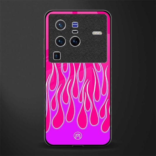 y2k hot pink flames glass case for vivo x80 pro 5g image