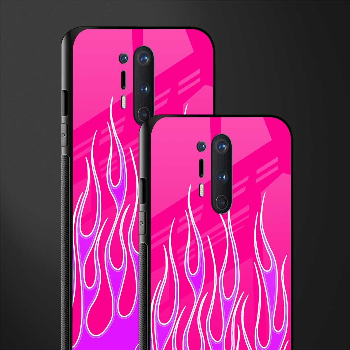y2k hot pink flames glass case for oneplus 8 pro image-2
