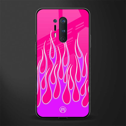 y2k hot pink flames glass case for oneplus 8 pro image