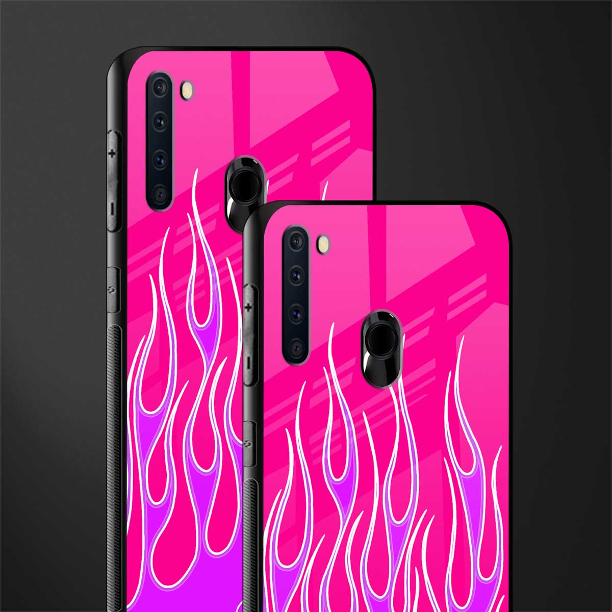 y2k hot pink flames glass case for samsung a21 image-2