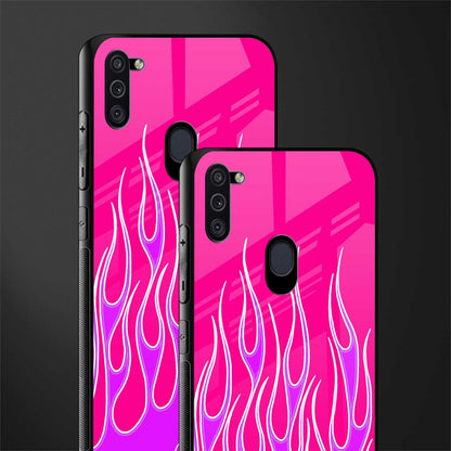 y2k hot pink flames glass case for samsung galaxy m11 image-2