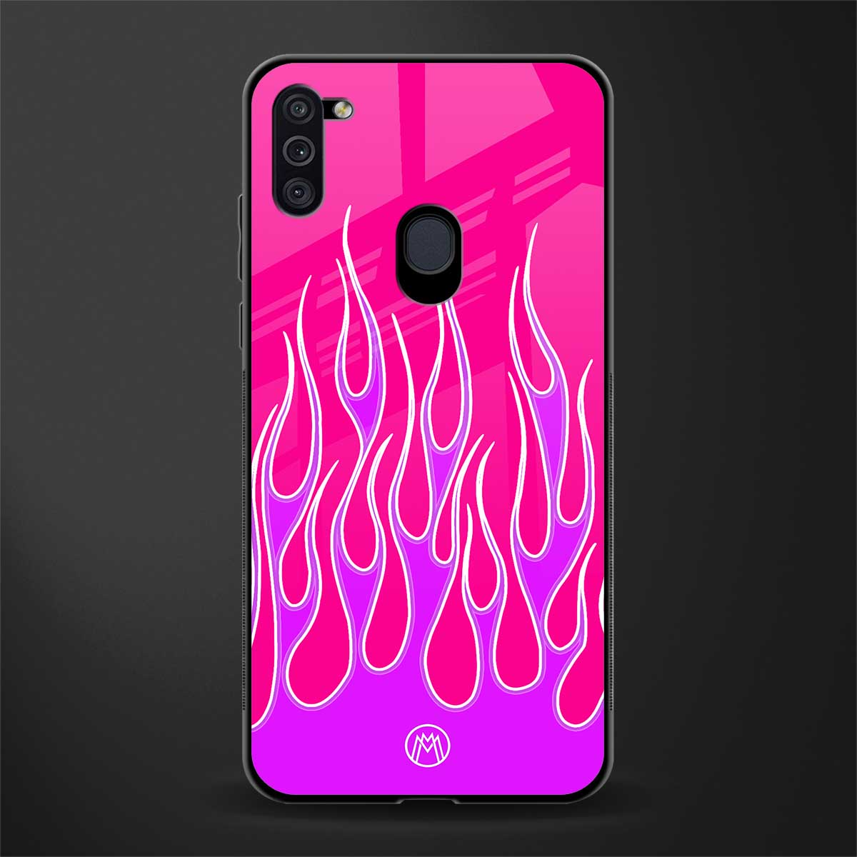y2k hot pink flames glass case for samsung a11 image