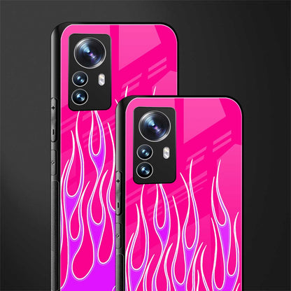 y2k hot pink flames back phone cover | glass case for xiaomi 12 pro