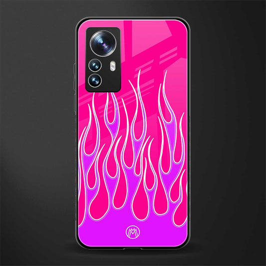y2k hot pink flames back phone cover | glass case for xiaomi 12 pro