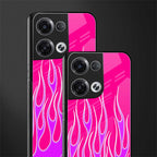 y2k hot pink flames back phone cover | glass case for oppo reno 8