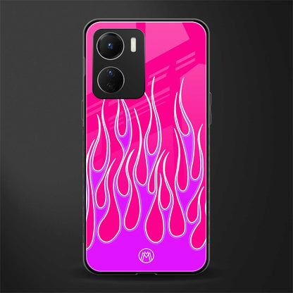 y2k hot pink flames back phone cover | glass case for vivo y16