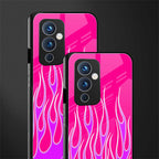 y2k hot pink flames back phone cover | glass case for oneplus 9