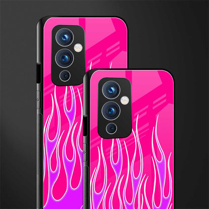 y2k hot pink flames back phone cover | glass case for oneplus 9