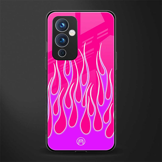 y2k hot pink flames back phone cover | glass case for oneplus 9